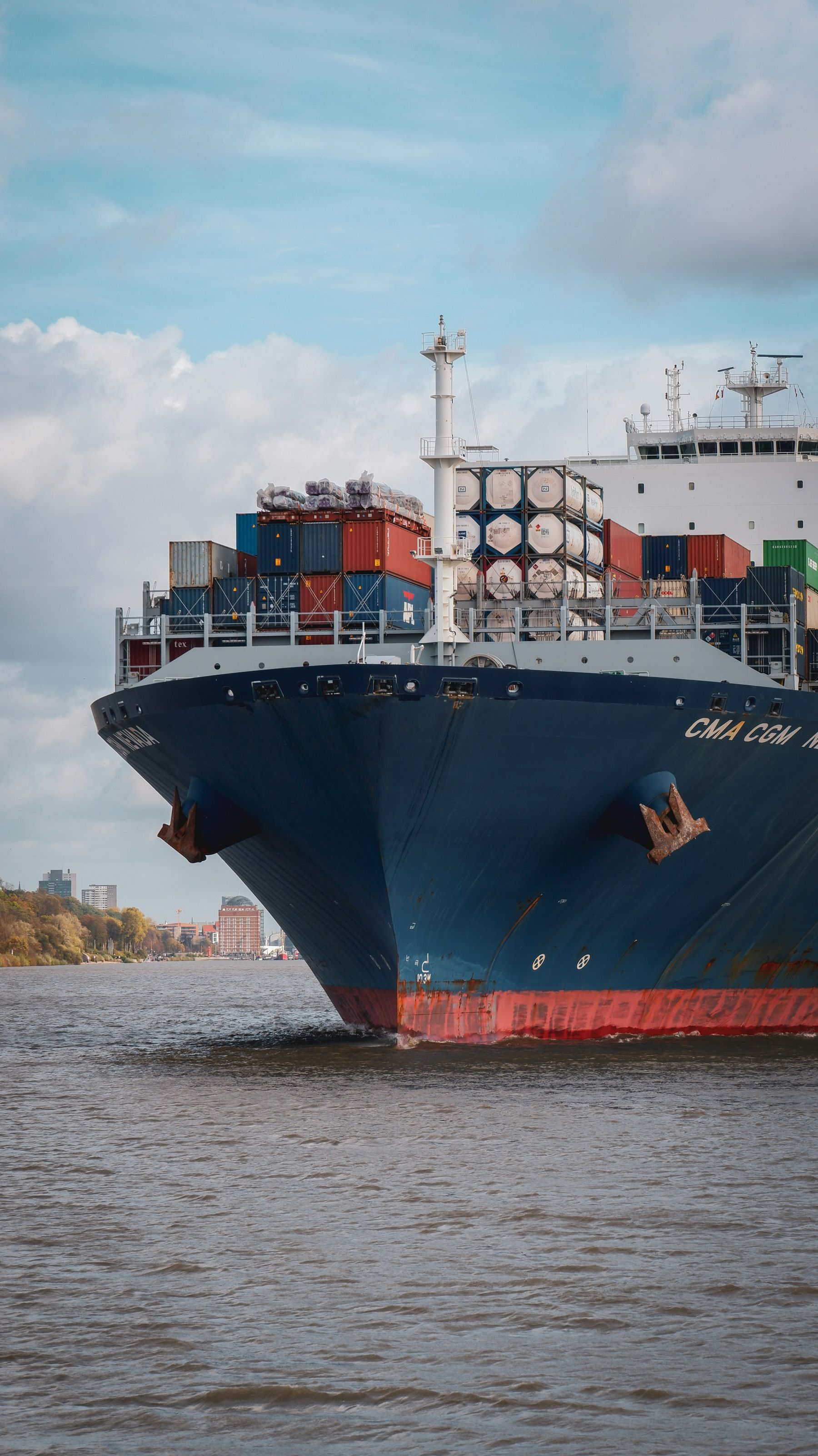 Container ship at port